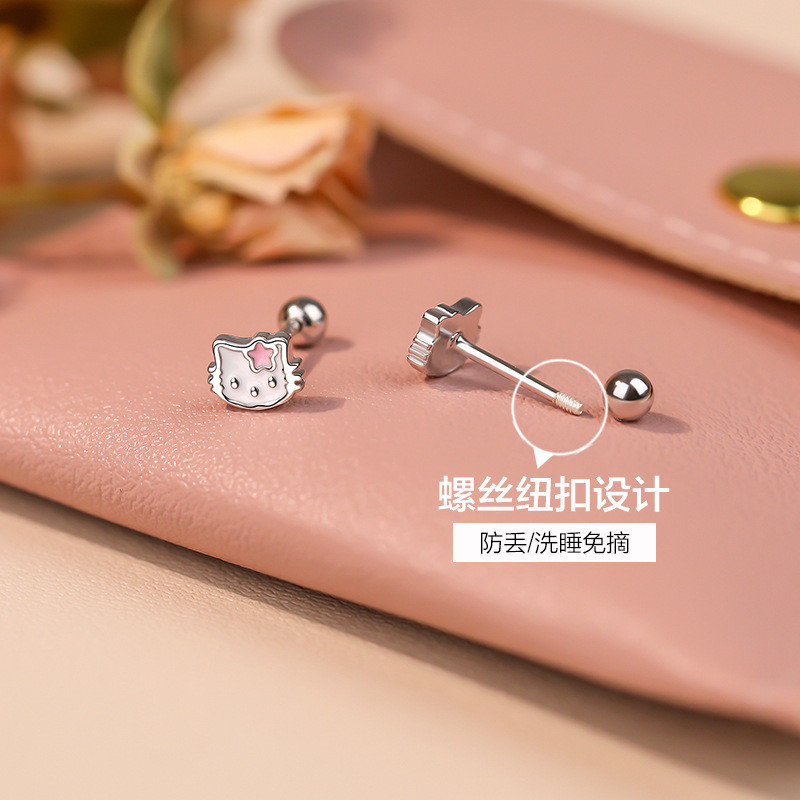 Bông tai vít mèo KT bạc nguyên chất S999