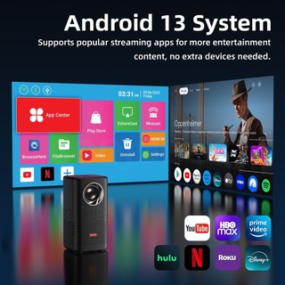 Máy chiếu mini GOOJODOQ 2.1 inch 1080P có độ sáng 160 ANSI lumen, cổng Type-C và Wi-Fi băng tần kép