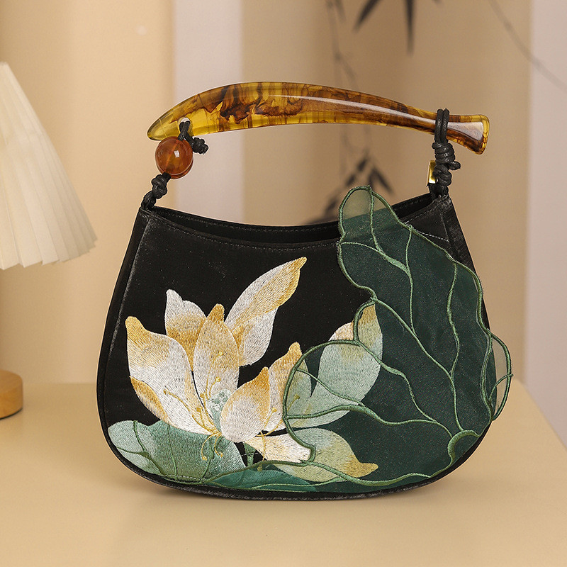 úi Nữ Lụa Xiangyunsha 66789|Túi Xách Tay Phong Cách Cổ|Kích Thước 26*7*18cm|Phù Hợp Váy Qipao Dự Tiệc|Túi Vuông Nhoài Thân Đứng|Tay Nắm Kim Loại