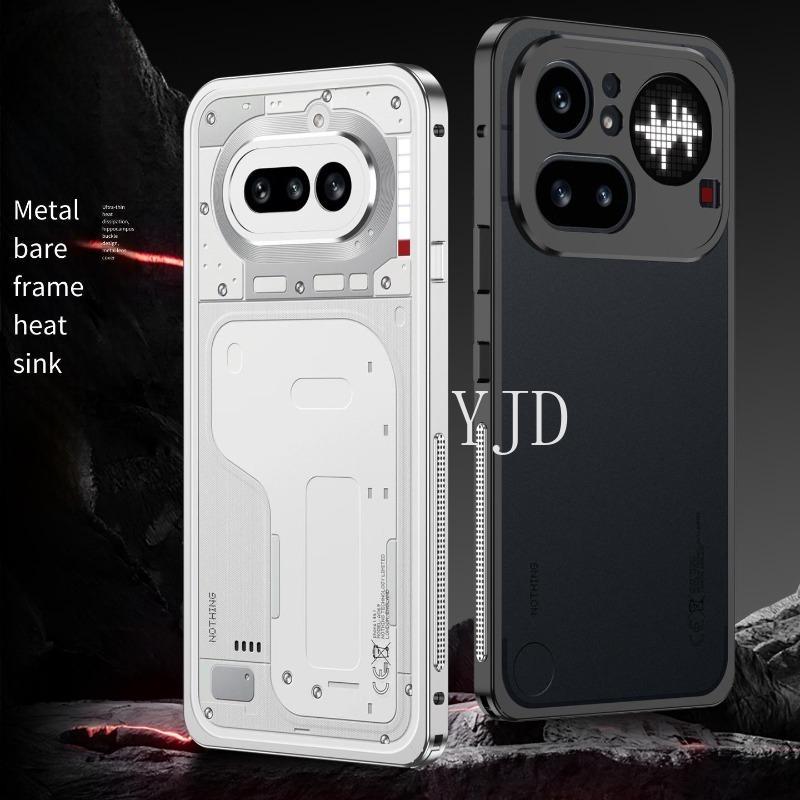YJD Case For Nothing Điện thoại 4a Khung trần bằng kim loại Tản nhiệt Vỏ điện thoại chống rơi