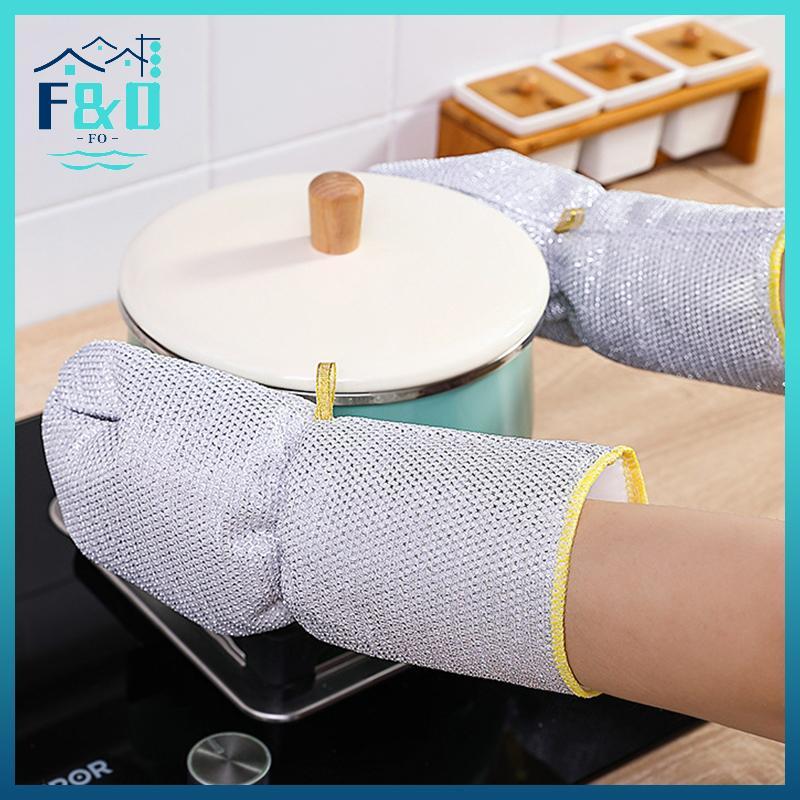 [F & O] 1 / 2 Cái Găng Tay Vệ Sinh Công Việc Nhà Dây Thép Bóng Món Ăn Găng Tay Giặt Nhà Bếp Bàn Chải Chống Thấm Nước Bát Dầu Dụng Cụ Vệ Sinh Hiện Vật {vn}