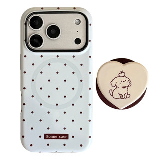 [Sheren] Vỏ điện thoại hình chú chó con chấm bi màu xanh sữa Thích hợp cho i17 16 15 14 13 12 11 pro max Vỏ bảo vệ chống sốc