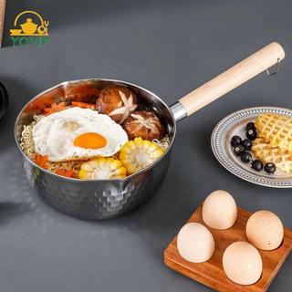 YOVIP Nồi Sữa Inox Nhật Bản Không Dính Tay Cầm Bằng Gỗ Nồi Để Sưởi Nước Thực Phẩm Cho Bé Súp Nấu Ăn Tại Nhà VN