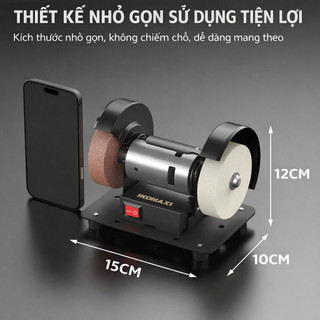 Máy mài 2 đá mini để bàn màu đen có vỏ che, dụng cụ điện cơ,220V, dụng cụ mài, Bền Bỉ Đa Năng AIMVUKES