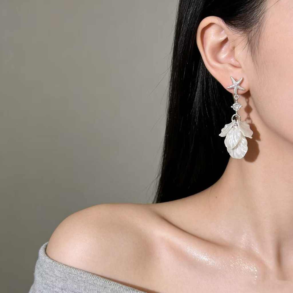 Trang sức thời trang Hàn Quốc - Bông tai nữ zircon hình sao biển, đơn giản nhưng cá tính