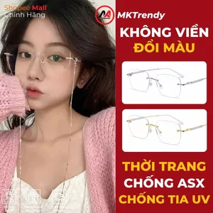 Kính không viền gọng kim loại đổi màu thời trang nam nữ chống ánh sáng xanh chống tia UV kính tổng tài X22