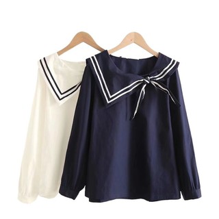Hàng sẵn có JK sơ mi cotton phong cách đại học Hàn Quốc, cổ hải quân, phù hợp mùa xuân