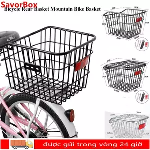 Giỏ sau xe đạp SAVORBOX kim loại màu đen/bạc, dễ dàng lắp đặt cho xe leo núi và xe đạp gấp trẻ em