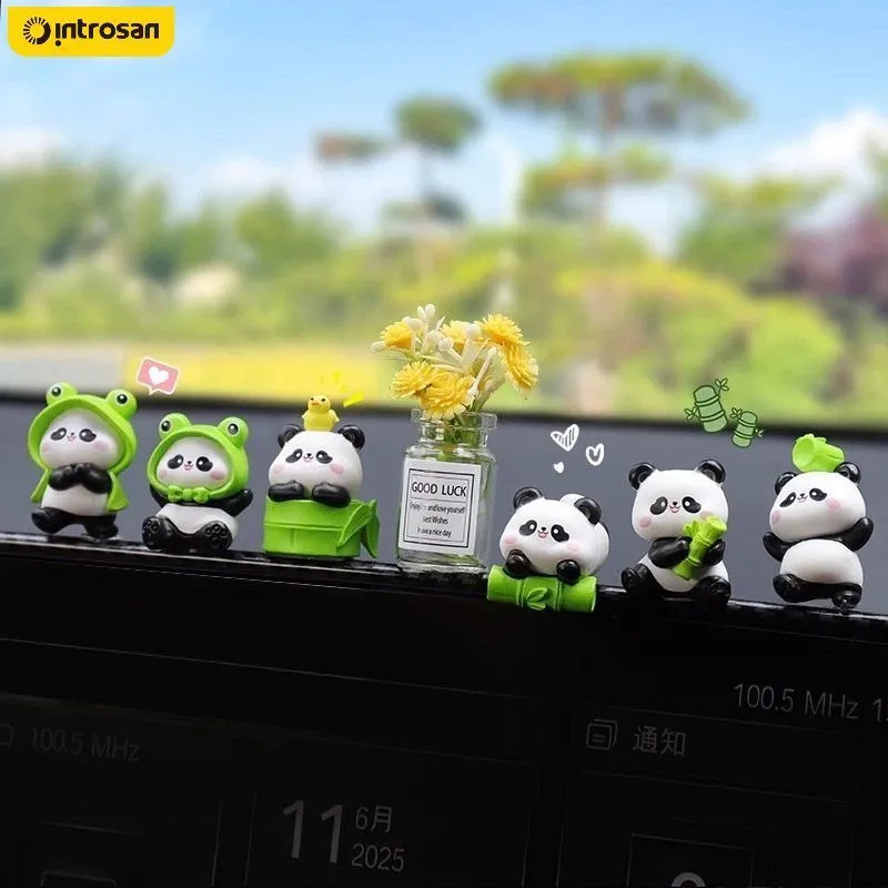 Đồ trang trí Ếch dễ thương trên bảng điều khiển trung tâm xe ô tô, đồ giải nén Panda