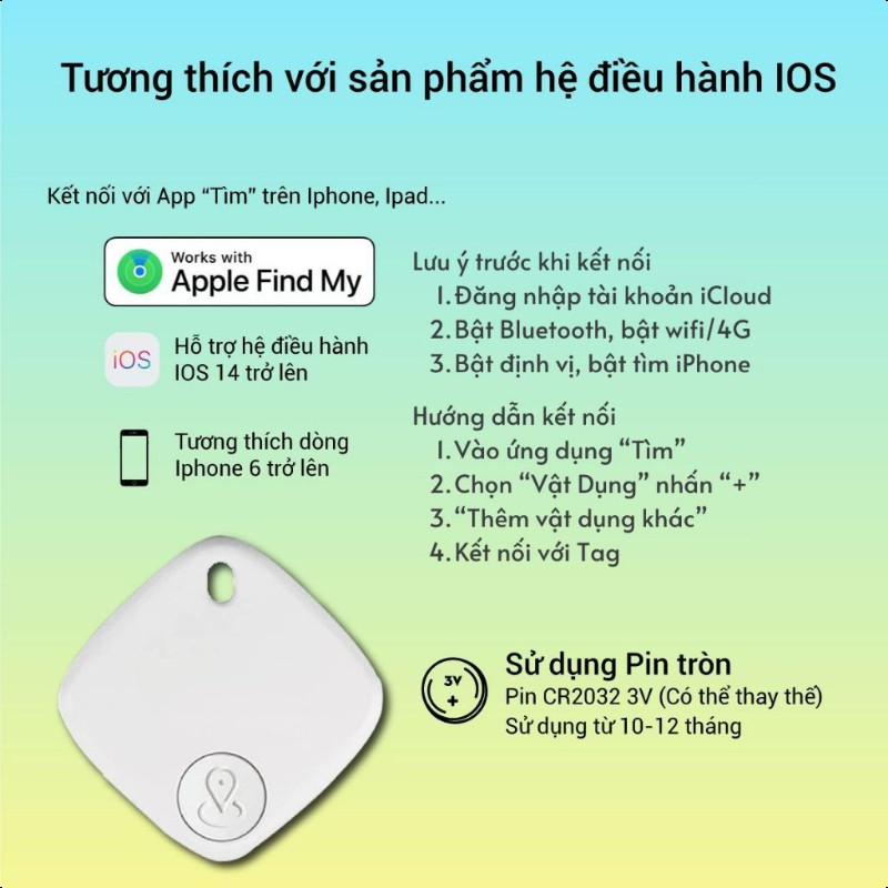 Thiết bị định vị thông minh chống thất lạc Sualio Tag S1 kết nối GPS hoạt động với Find My App