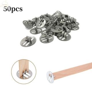 AWNGD 50 CHIẾC Chân Đế Nến, Kim Loại DIY Wax Wick Core Chân Đế Sắt, Nến Bền Làm Tròn Gỗ bấc Kẹp