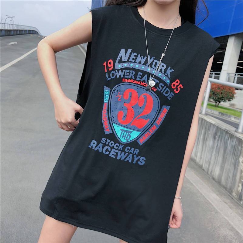 Milyfashion Giả Hai Mảnh Lót Bóng Rổ Áo Vest Không Tay In Hình Rời Kích Thước Lớn Thoải Mái