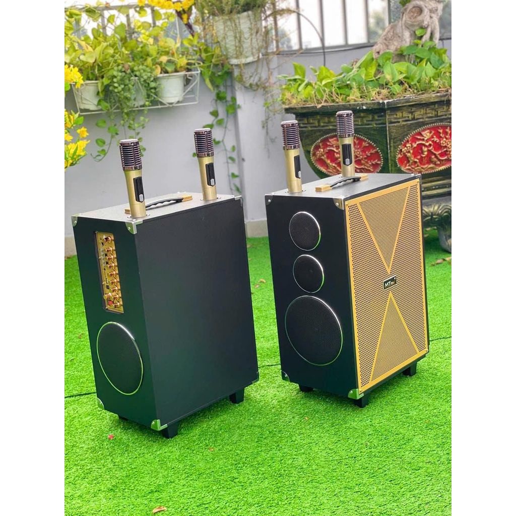 Loa Kraoke Gia đình S10 Plus  2 Micro Hát Nhẹ Vang Sâu Tích Hợp Pin Sạc Bass 30 Công Suất 450W