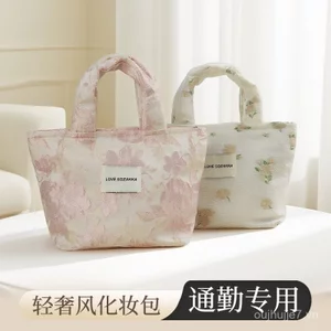 Đi lại Chuyên dụng Nhẹ Phong Cách Sang Trọng Túi Đựng Mỹ Phẩm Màu Hoa Dung Tích Lớn Chăm Sóc Da Di Động Vải Niêm Phong Kéo Túi Bảo Quản WAOC
