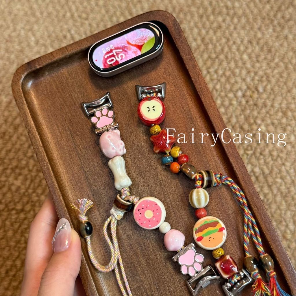 Mèo Móng Vuốt Hạt Gốm Vòng Tay Liên Kết Cho Xiaomi Mi Band 8 9 10 Dây Đeo Cho Mi Band 7 6 5 4 3 NFC Dây Đeo Tay Phụ Kiện