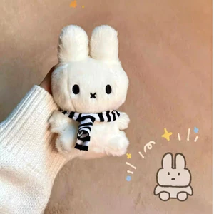 Miffy Sang Trọng Búp Bê Đen Trắng Sọc Khăn Treo Cặp Đôi Túi Mặt Dây Chuyền Móc Khóa Quà Tặng Giáng Sinh