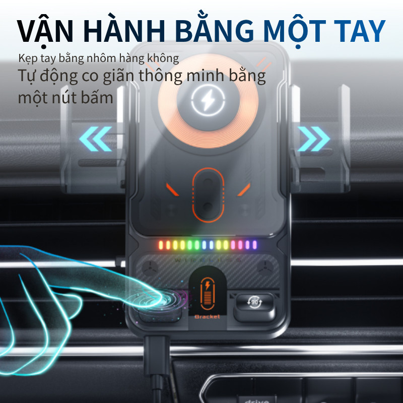 Giá Đỡ Điện Thoại Ô Tô Có Sạc Không Dây - Gắn Cửa Gió, Tự Động Xoay Ngang, Phù Hợp Mọi Dòng Điện Thoại
