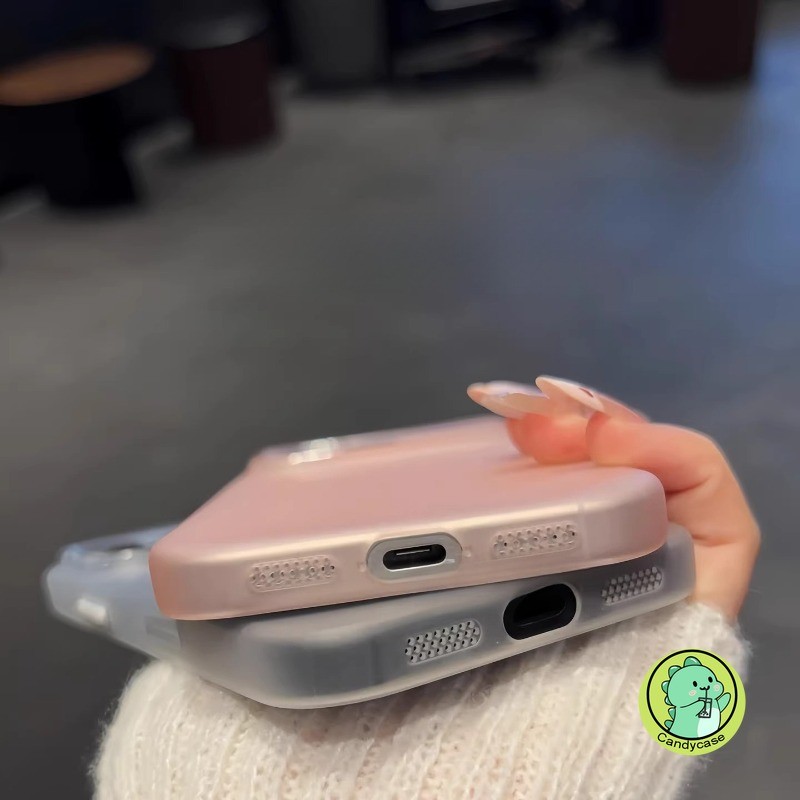 Vỏ Mờ Màu Hồng Cho iPhone 17 Pro Max Air 16E 16 15 14 Plus 13 12 11 Pro Max XR XS Max X 8 7 6 6s Plus SE3 SE2 2022 2020 Vỏ Sang Trọng Cô Gái Đơn Giản Dễ Thương Trong Suốt Điện Thoại Mềm Ốp lưng