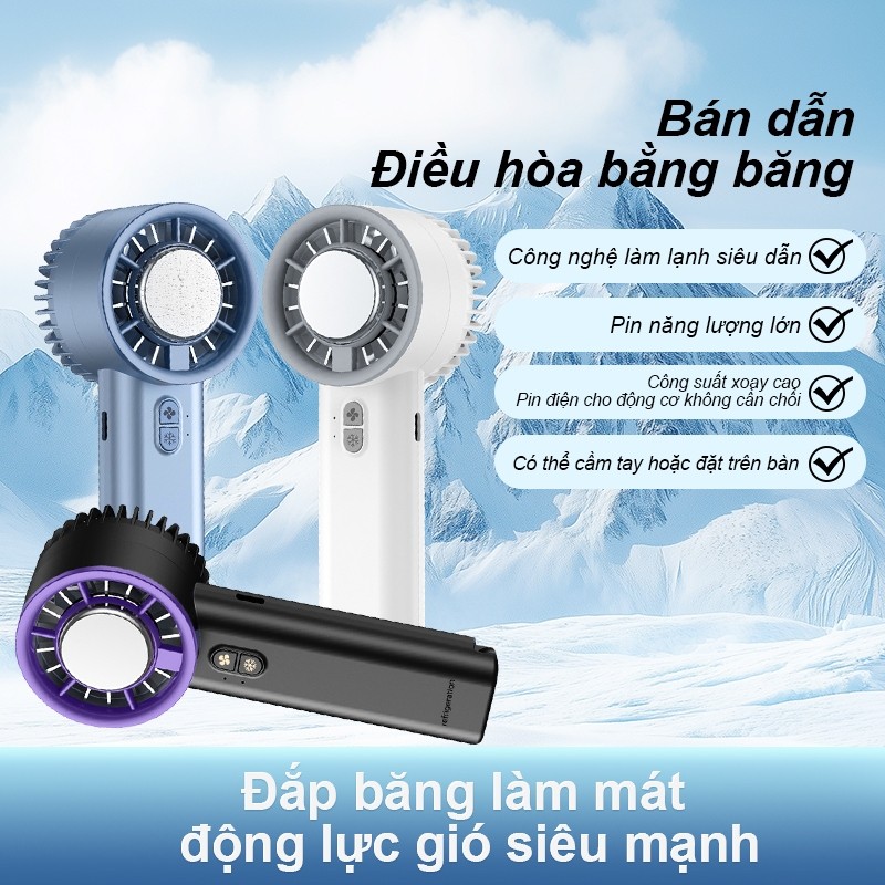 quạt cầm tay Mini Có Tính Năng Chườm Lạnh - Sạc USB, Thời Lượng Pin Lâu, Cầm Tay Tiện Lợi