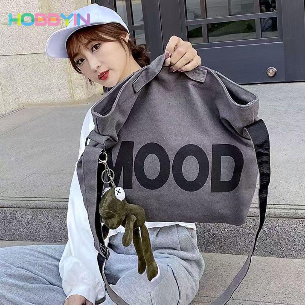 HOBBYIN Túi Đeo Ngang HOBBYIN, Có Mặt Dây Chuyền Ếch Túi Đeo Vai Nam Dung Tích Lớn, Vải Đen Xám Xanh Kaki Du Lịch Túi Đeo Nam Nữ