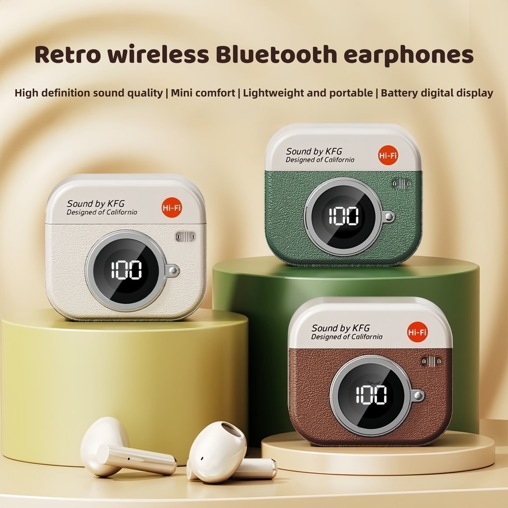 Tai nghe Senbenbao X12 Pro Tai nghe Bluetooth Thiết kế máy ảnh độc đáo có kết thúc bằng da ENC Gọi khử tiếng ồn Âm thanh nổi IPX5 Chống thấm nước cho thể thao