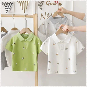 Mùa hè Phong Cách Mới Áo Thun Bé Trai In Hình Áo Sơ Mi Polo Tay Ngắn Thời Trang Top 90-140 Size 9U2M