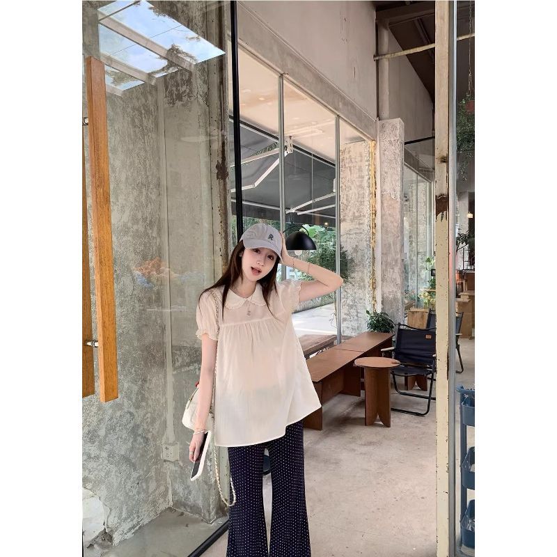 [Giảm giá trong thời gian có hạn] Đầm sơ mi ngắn tay cổ búp bê trắng phong cách ngọt ngào Phong cách mùa hè sang trọng Giảm tuổi Váy ngắn gọn hơn
