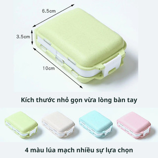 Hộp Khay Đựng Thuốc Phụ Kiện Chia 8 Ngăn Gấp Gọn Màu Lúa Mạch Nắp Nhựa Chống Thấm