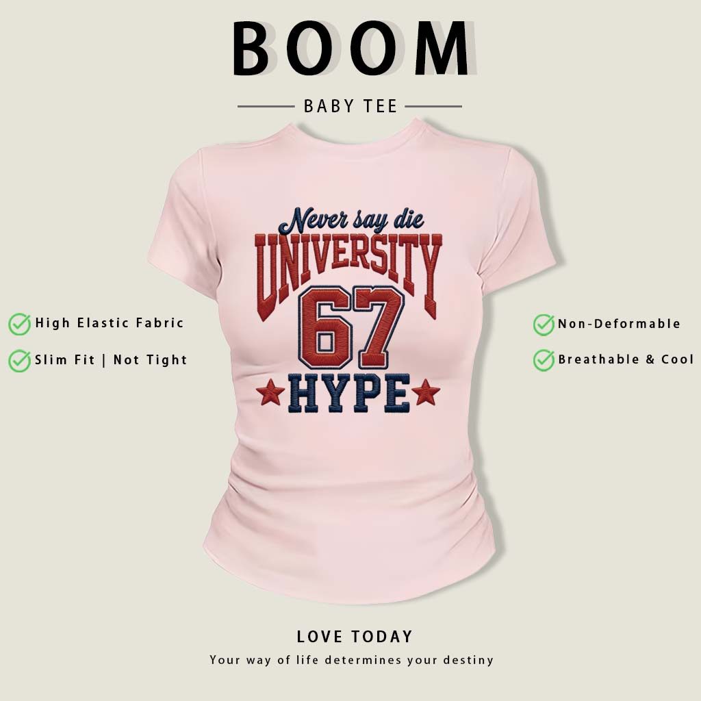 BOOM Áo Baby Tee Nữ Cotton Ôm Body-Áo Thun Ngắn Tay Y2K In Hình PhongCách Mùa Hè, Cổ Tròn Hàng Đầucách hàn quốc phongW02