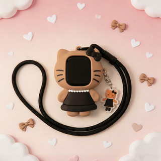 Ốp bảo vệ silicon Hello Kitty màu đen Thích hợp cho iwatch S11 10 9 8 7 ULTRA 6 5 4 SE 3 2 1 Size 38mm 40mm41mm42mm44mm45mm49mm