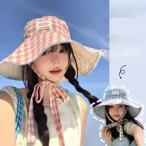 Mũ Vành Rộng Caro Đội Được 2 Mặt Chống Nắng Phù Hợp Cho Nữ Đi Du Lịch, Đi Làm