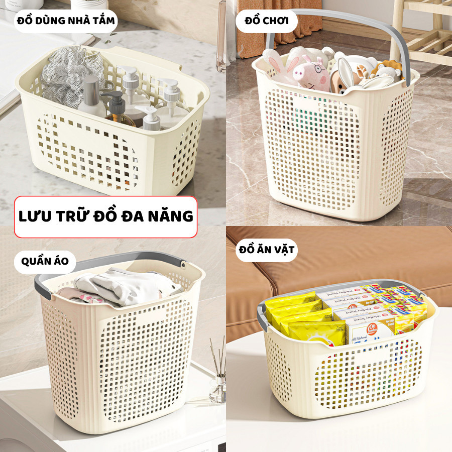 Set Giỏ Đựng Quần Áo 3 Màu 3 Size Cho Gia Đình, Combo Giỏ Nhựa Đựng Đồ Có Quai Xách Tiện Lợi Q480