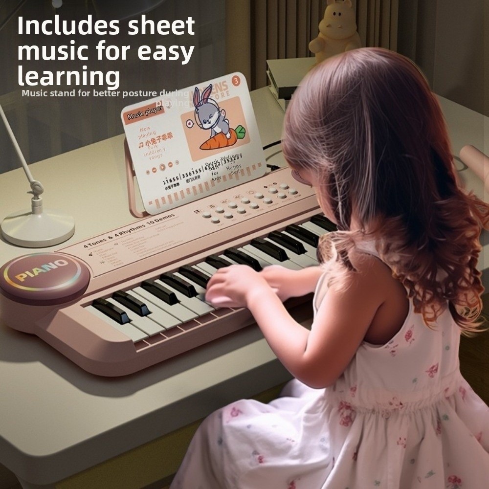 Đồ chơi âm nhạc DELMER, có micrô 37 phím Bàn phím đàn piano trẻ em, Đồ chơi giáo dục Sinh nhật điện tử Đàn piano điện tử đa chức năng Chơi tương tác