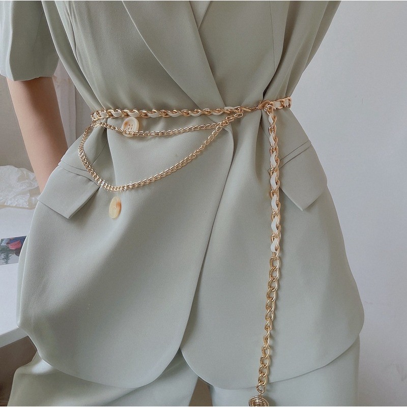 Dây chuyền thắt lưng nữ phong cách retro với họa tiết hoa camellia
