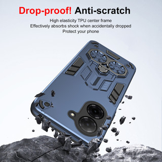 Dành Cho Redmi A5 Ốp điện thoại Cứng Giáp Với Giá Đỡ Nhẫn Đôi Cạnh Mềm Chống Sốc Mỏng Vỏ