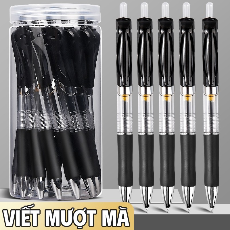 Bút Gel Mực Đen 0.5mm Cao Cấp – Bút Bi Bấm Viết Mượt Không Lem, Phù Hợp Học Sinh & Văn Phòng
