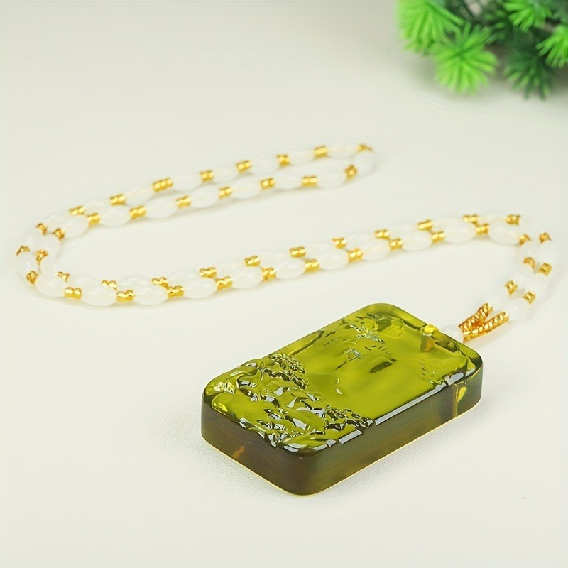 Mặt dây chuyền hổ phách sáp ong, phong cách hiện đại, vòng cổ thời trang cổ điển