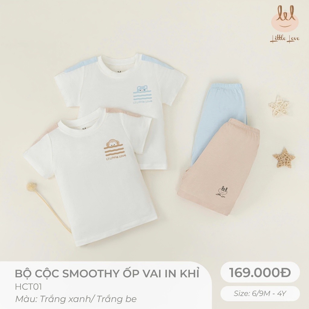 Bộ cộc tay chất vải sợi tre kháng khuẩn [ mềm, mát, mỏng, co dãn & thấm hút tốt]  dành cho bé từ 6m-4y  (HCT01)