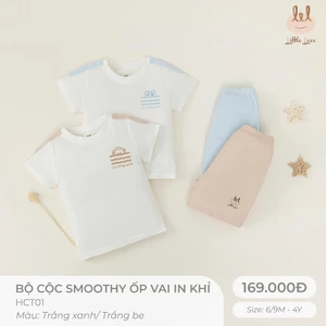 Bộ cộc tay chất vải sợi tre kháng khuẩn [ mềm, mát, mỏng, co dãn & thấm hút tốt] dành cho bé từ 6m-4y (HCT01)