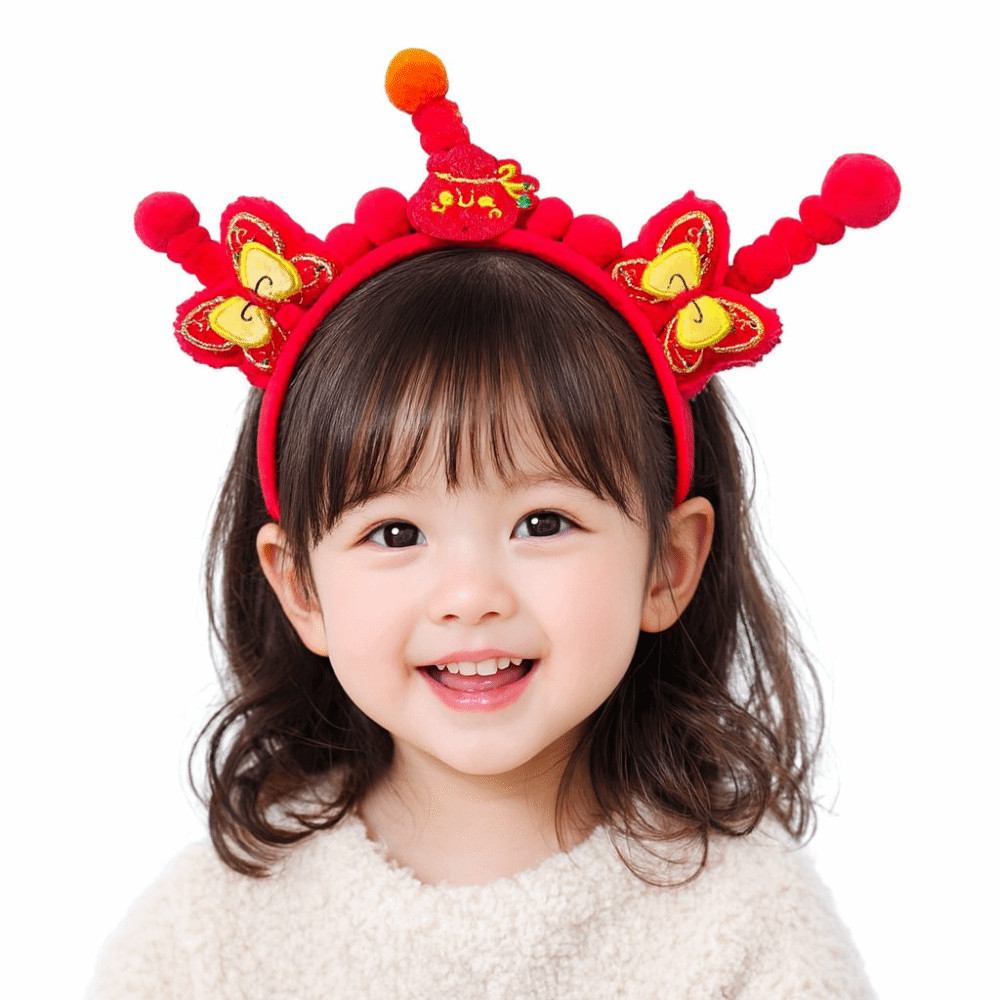 Vòng Tóc Năm Mới với Nơ Thêu Đỏ Sang Trọng, Phù Hợp cho Lễ Hội Hanfu