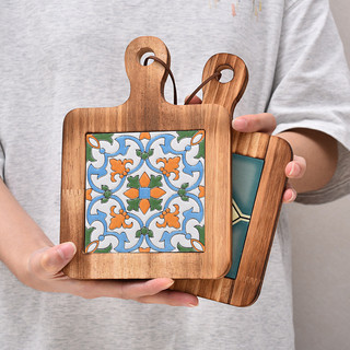 💦Bàn Ăn Cách Nhiệt Miếng Lót Retro Ngói Casserole Pad Hộ Gia Đình Nồi Gỗ Món Ăn Placemat Chống bỏng Coaster