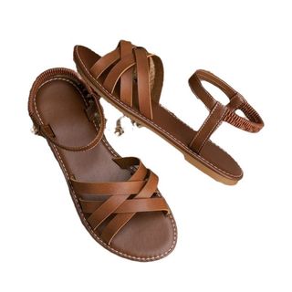 Size Lớn 4 Mùa Hè Phong Cách Mới Giày Đế Bằng Thời Trang Châu Âu Mỹ Sandal La Mã Giày Đi Biển Giày Nữ