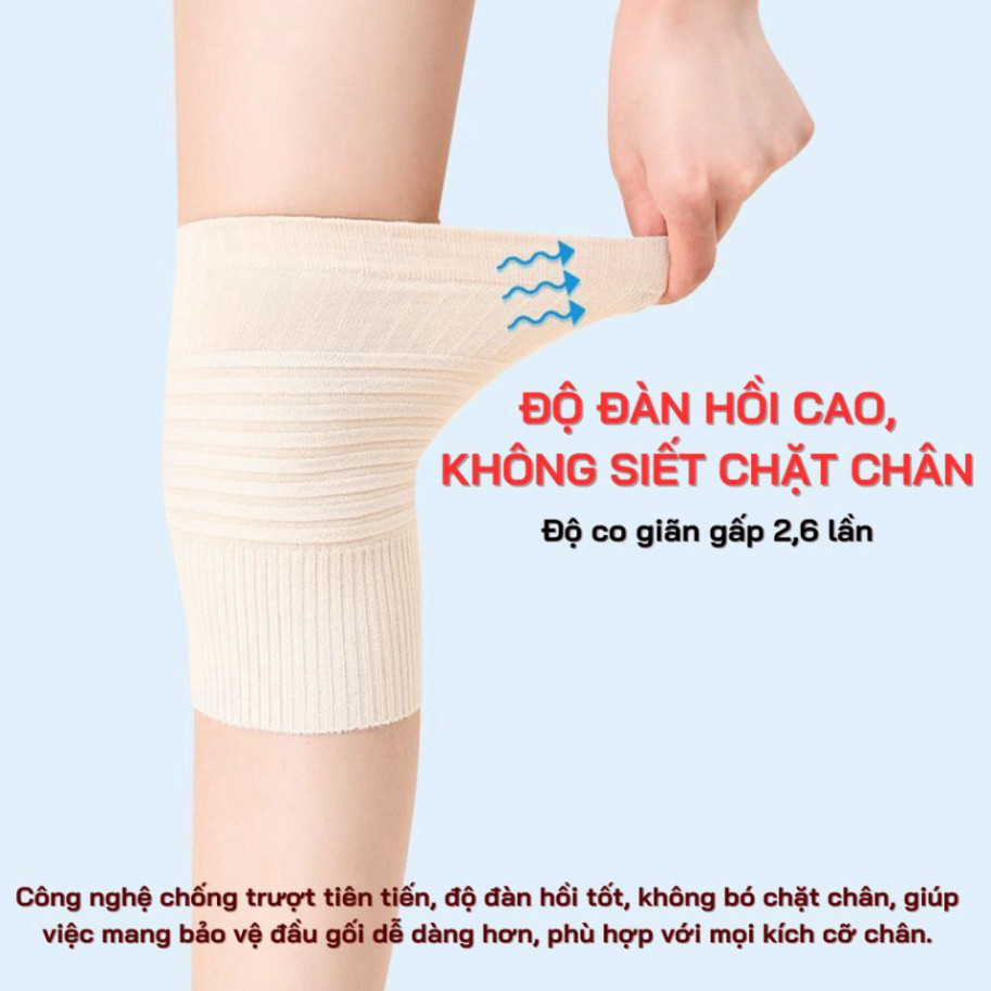 Combo 2 đôi tất đầu gối co giãn cao, thoáng khí, chống trượt 360° giữ nhiệt bảo vệ khớp gối