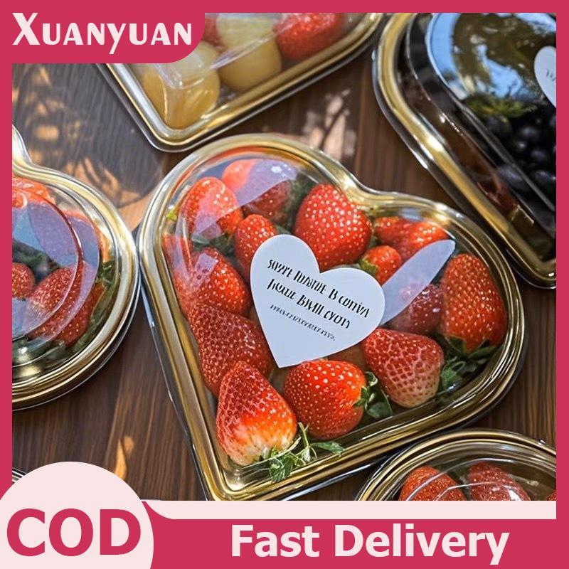 XUAN 10 Khay Phục Vụ Hình Trái Tim Có Nắp Trong Suốt Có Thể Tái Sử Dụng PET Ăn Nhẹ Trái Cây Sushi Phô Mai Salad Món Tráng Miệng Hộp Đóng Gói VN