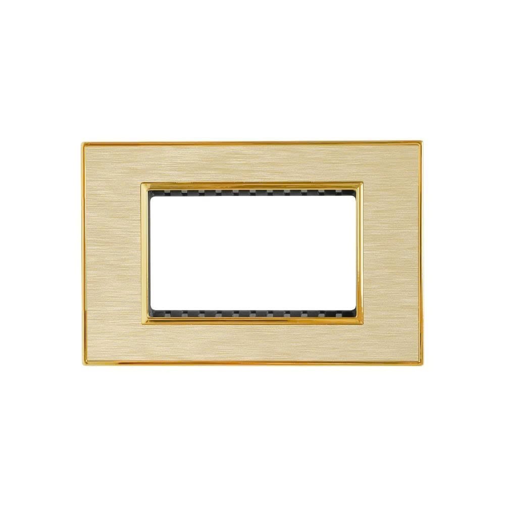 Mặt ổ cắm công tắc điện VinaHouse, vỏ nhựa PC vàng sâm panh viền vàng, bền đẹp, dễ lắp đặt