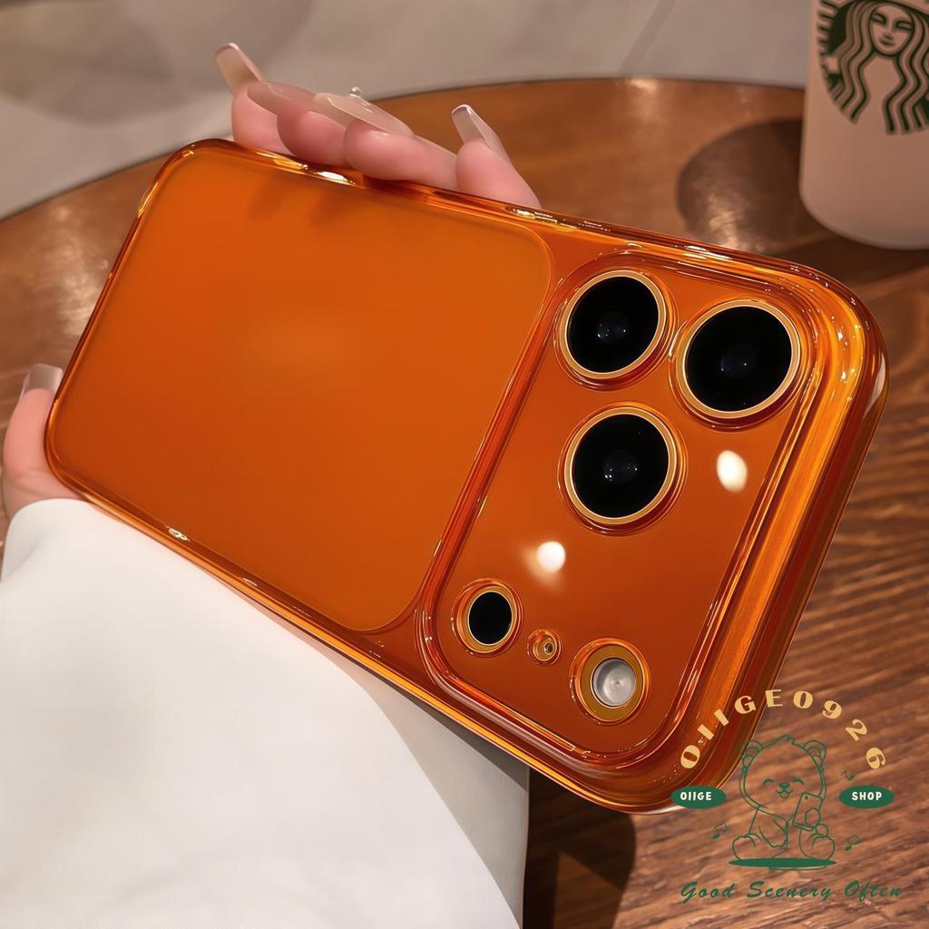 【 Ốp lưng iPhone17 】 Túi khí chống rơi màu cam Vỏ điện thoại iphone17 Pro Max 16 15 14 13 cho vỏ iPhone Vỏ mềm silicon TPU chống sốc