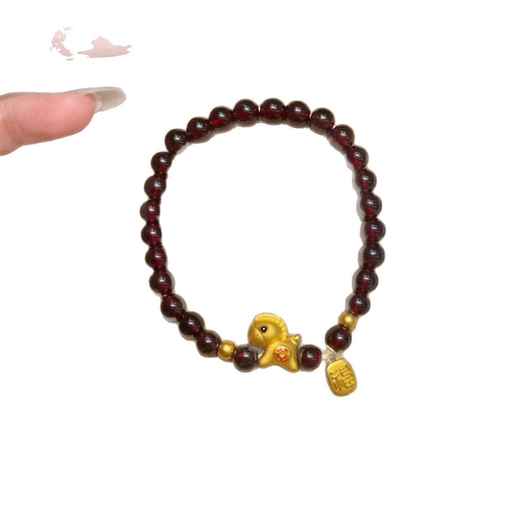 Vòng tay ngựa màu đỏ lựu dành cho nữ Trang sức cao cấp năm hoàng đạo đa năng tinh tế