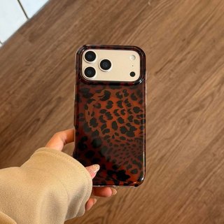 Ốp lưng cứng Tương thích với iPhone 13 14 14Pro 14ProMax 15 15Pro 15ProMax 16 16Pro 16ProMax 17 17Pro 17ProMax Vỏ nam châm họa tiết in họa tiết da báo màu nâu đen