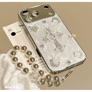 Khung mạ điện nâng cao Vỏ điện thoại di động chéo đá quý âm thanh nổi Thích hợp cho iPhone17 16 15 14 13 Pro Max Bảo vệ Camera chống sốc Vỏ cứng chống rơi
