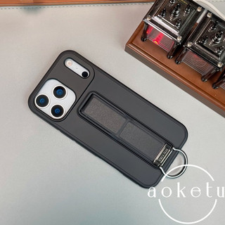 Đế gấp họa tiết da thích hợp cho vỏ điện thoại Apple 17promax iPhone 16 có khóa vòng 15pro / 14 cảm giác cao cấp 13 vỏ bảo vệ chống rơi bằng silicon sáng tạo